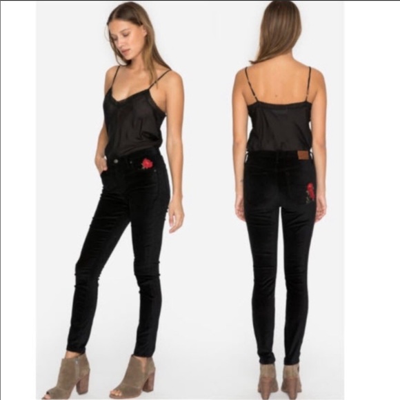 Johnny Was Pants - - NWT Johnny Was velvet embroidered skinny 28